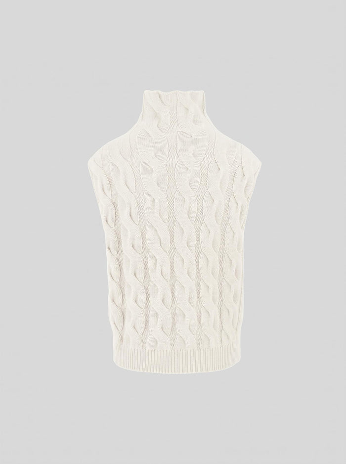 GILET IN CASHMERE CON TRECCIA ICONICA PIATTA
