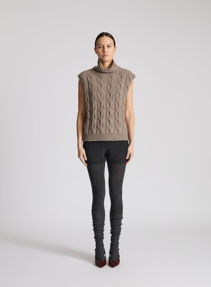 GILET IN CASHMERE CON TRECCIA ICONICA PIATTA