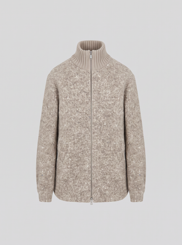 TEDDY-EFFECT ALPACA AND WOOL PELT BOMBER JACKET