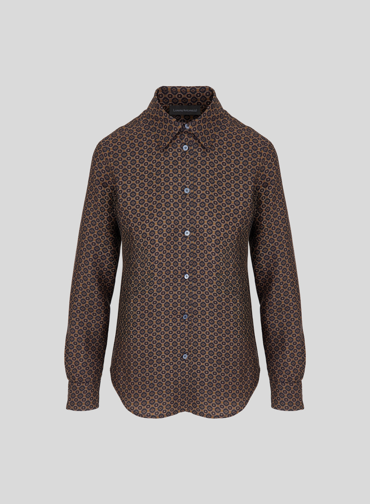 CAMICIA CLASSICA IN SETA CON STAMPA CRAVATTA GEOMETRICA