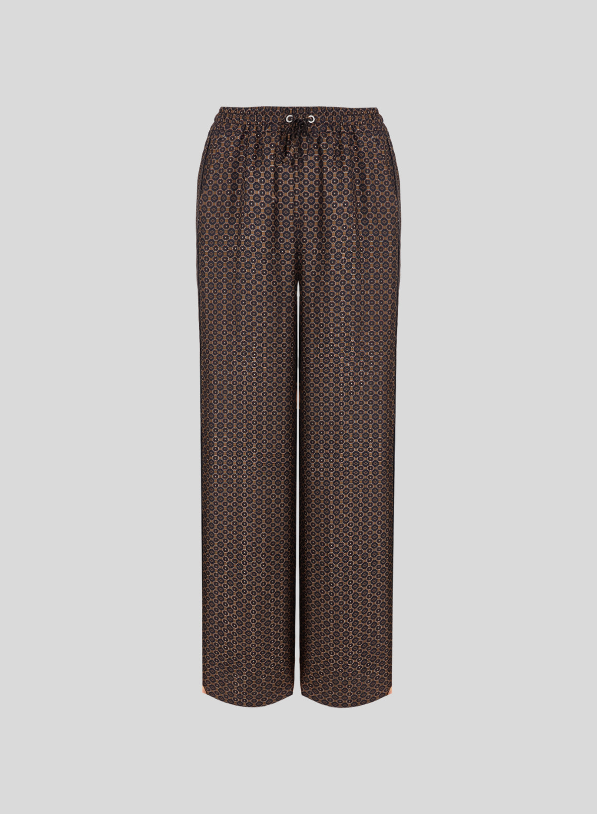 PANTALONI CON COULISSE IN SETA CON STAMPA CRAVATTA GEOMETRICA