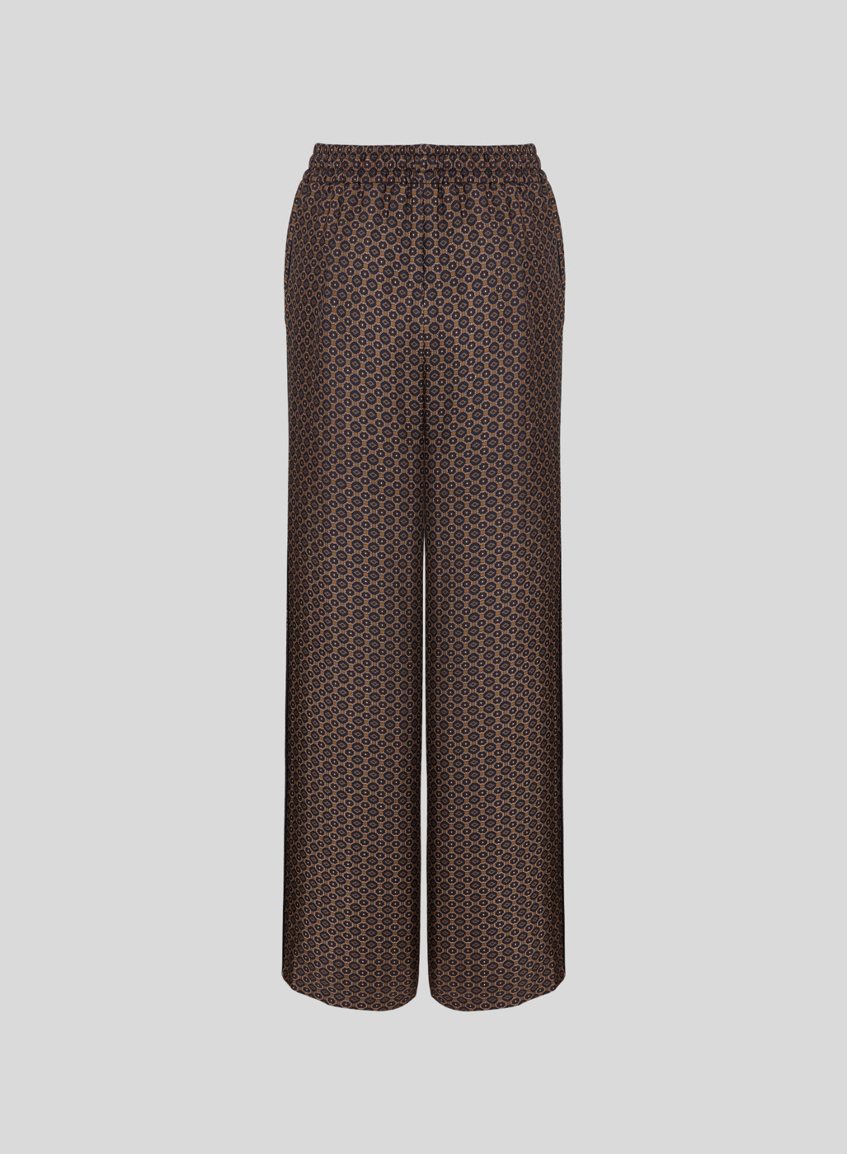 PANTALONI CON COULISSE IN SETA CON STAMPA CRAVATTA GEOMETRICA