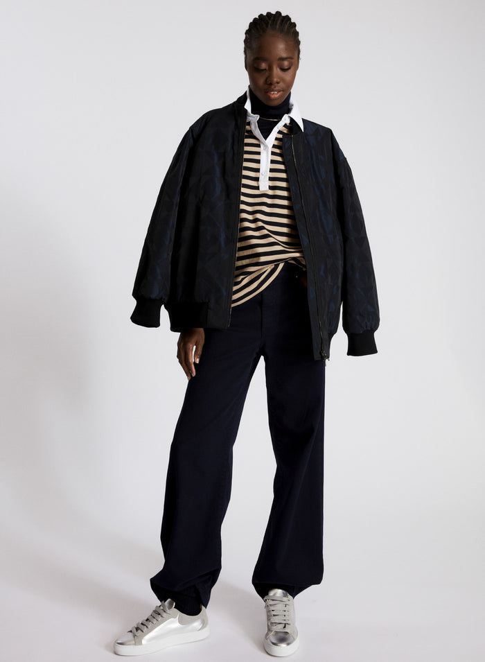 JACQUARD PATTERNED TAFFETA BOMBER