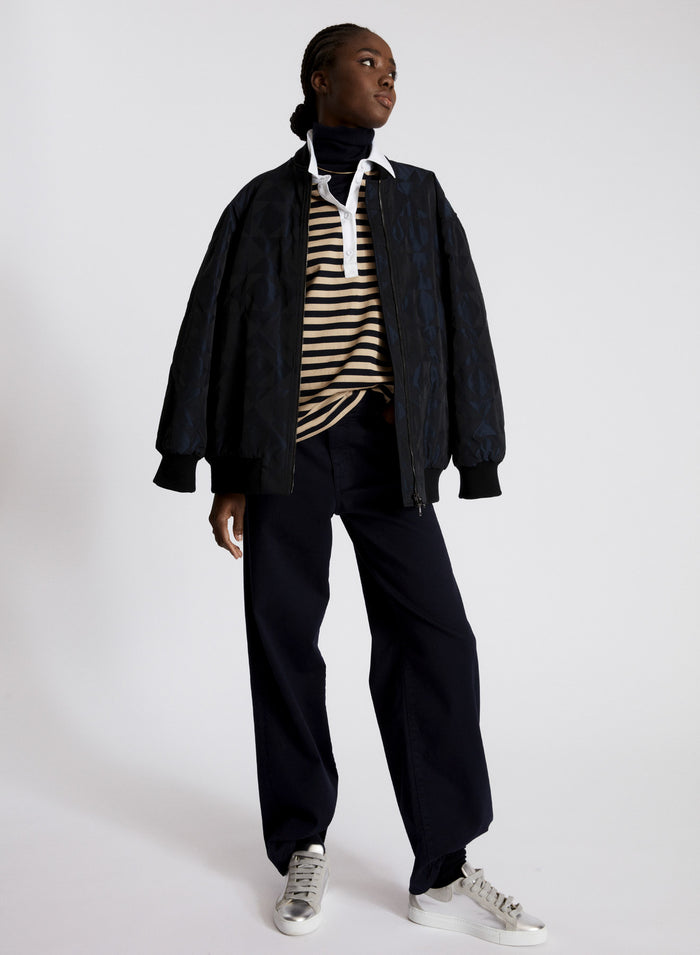 JACQUARD PATTERNED TAFFETA BOMBER