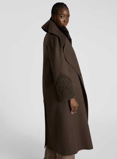WOOL AND ANGORA DOUBLE COAT WITH EMBROIDERY