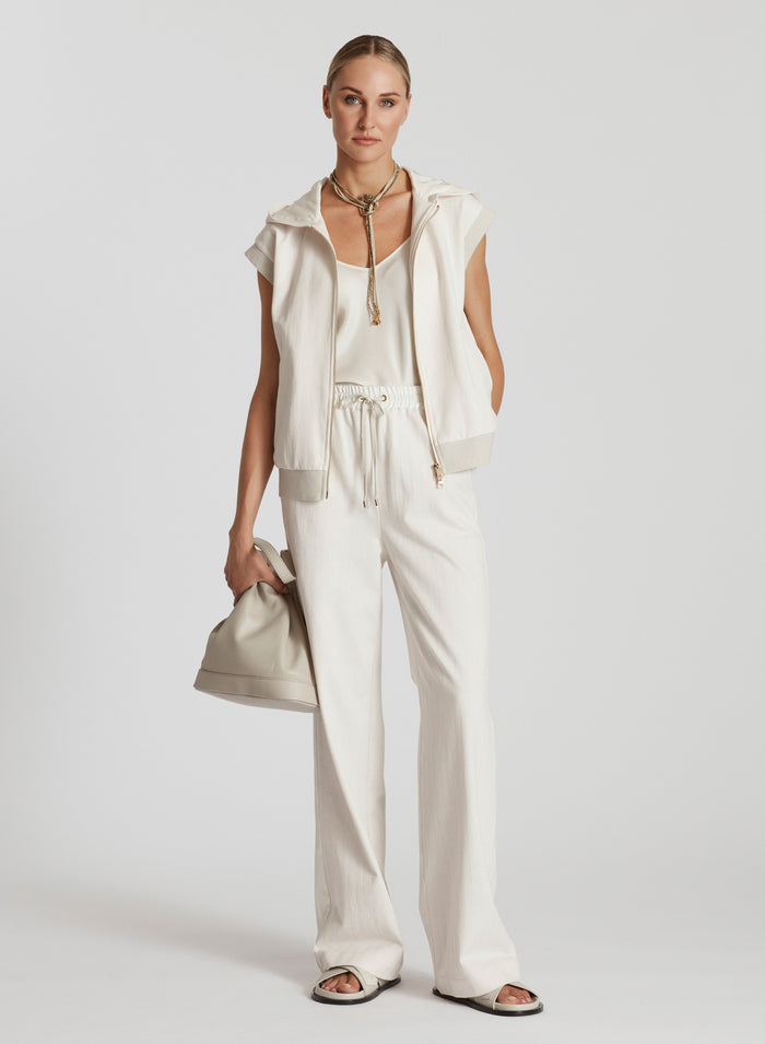 TOP CON BRETELLINE IN TWILL DI SETA