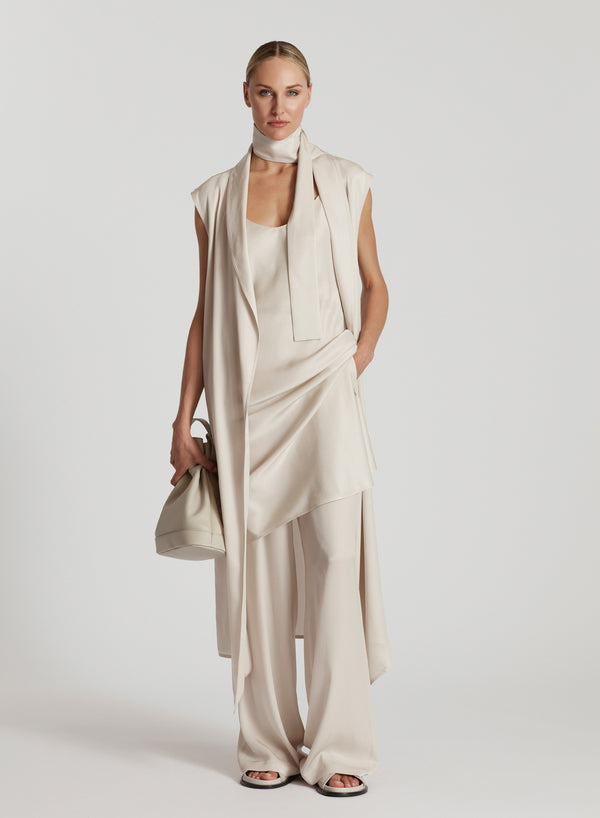 PANTALONE PALAZZO IN TWILL DI SETA