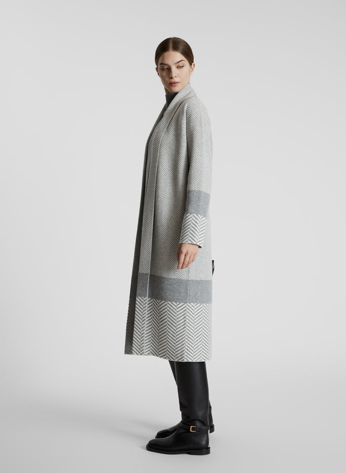 WOOL, CASHMERE AND SILK JACQUARD RESCA MAXI CARDIGAN