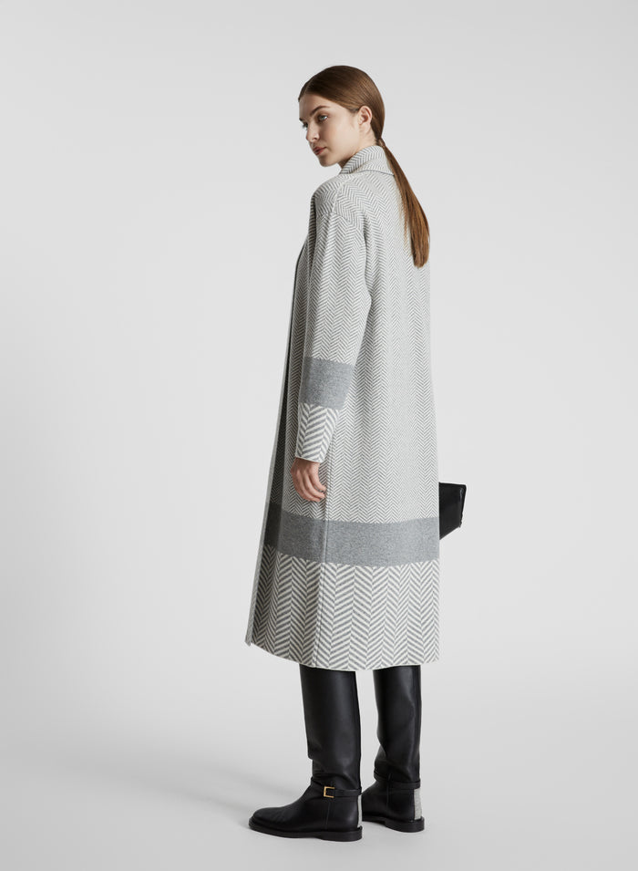 WOOL, CASHMERE AND SILK JACQUARD RESCA MAXI CARDIGAN