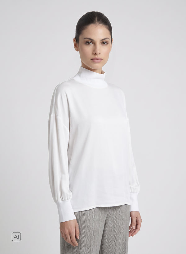 BLUSA IN TWILL DI MISTO SETA
