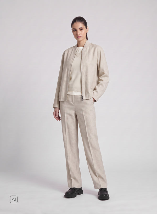 PANTALONI A GAMBA LARGA IN FLANELLA STRETCH