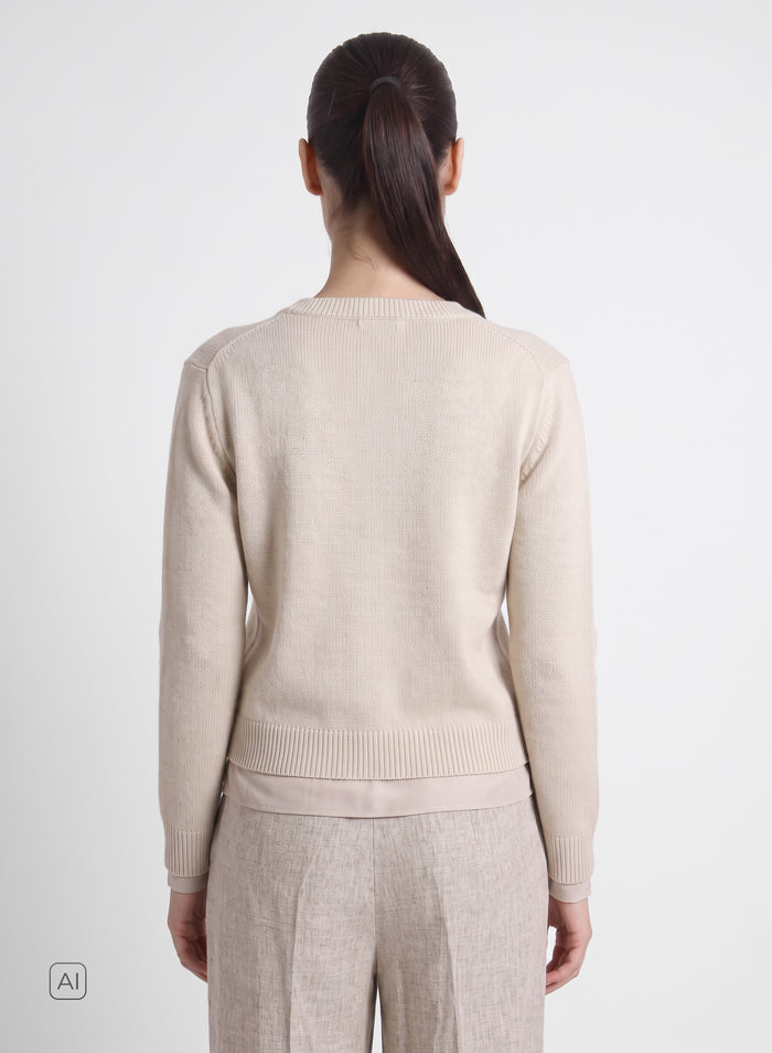 MAGLIA CON SCOLLO A V IN MISTO LANA E CASHMERE A STRATI