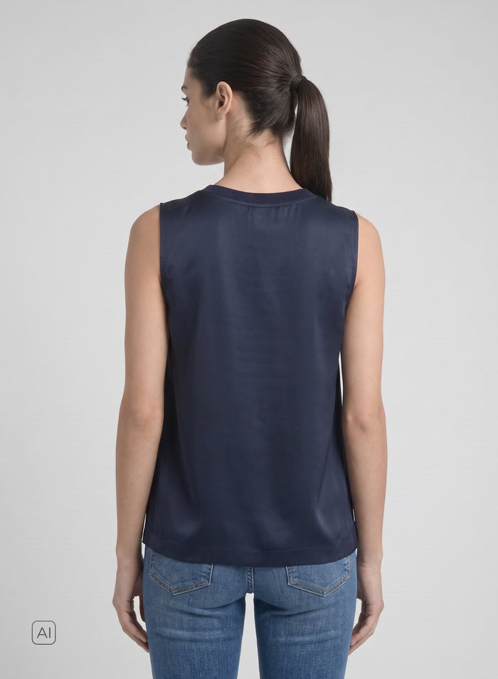TOP IN TWILL DI MISTO SETA