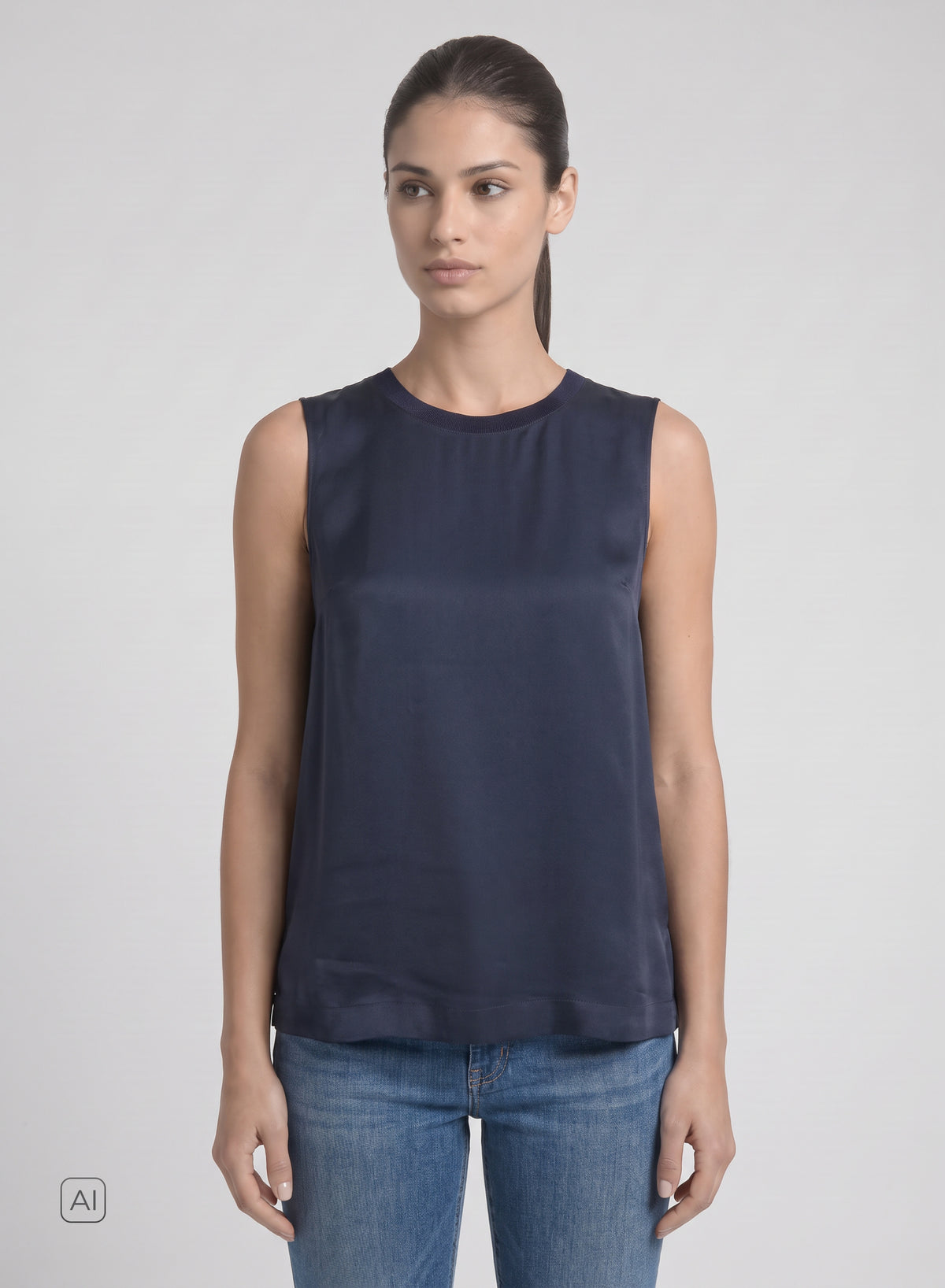TOP IN TWILL DI MISTO SETA