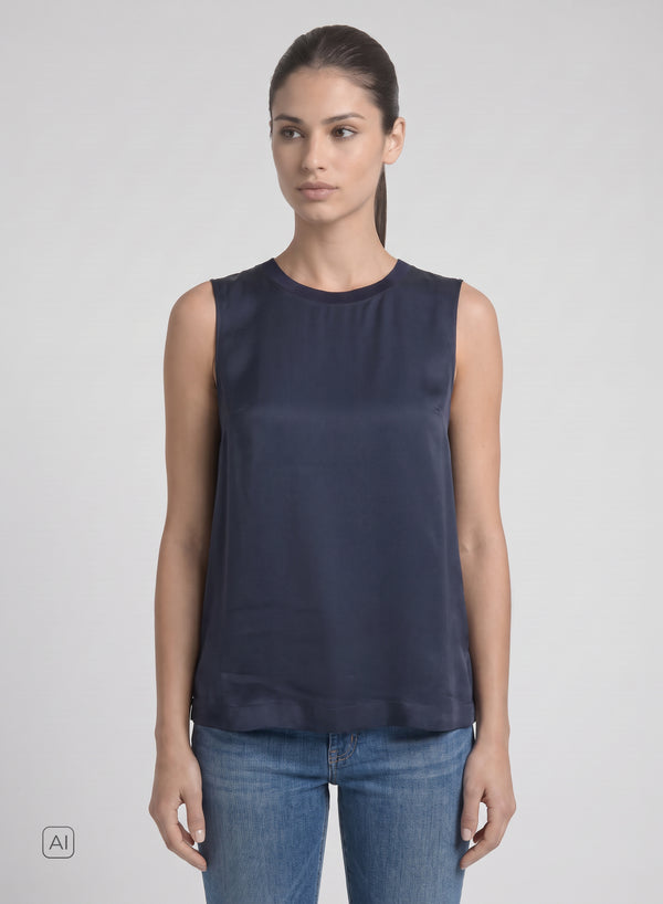 SILK BLEND TWILL TOP