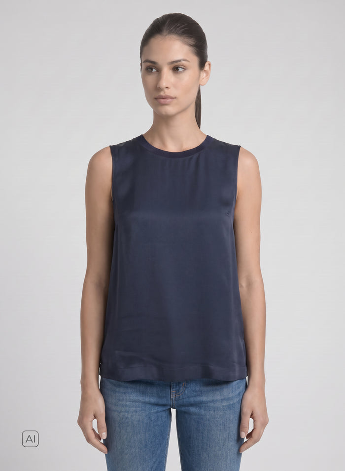 TOP IN TWILL DI MISTO SETA