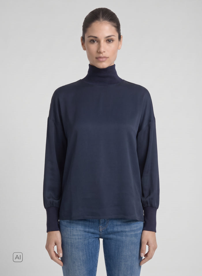 BLUSA IN TWILL DI MISTO SETA