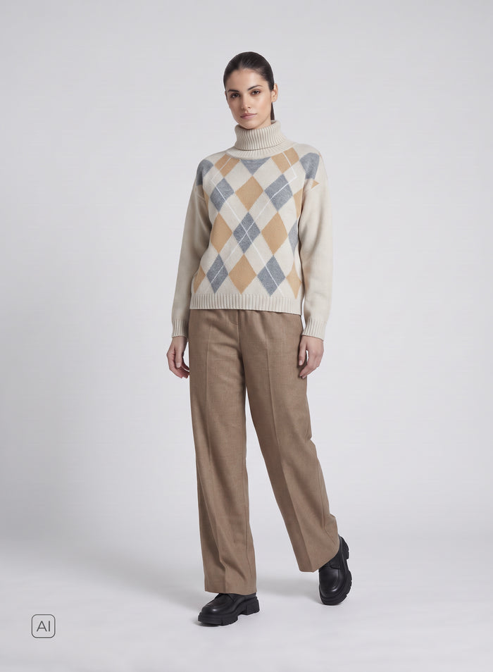 PANTALONI IN FLANELLA STRETCH