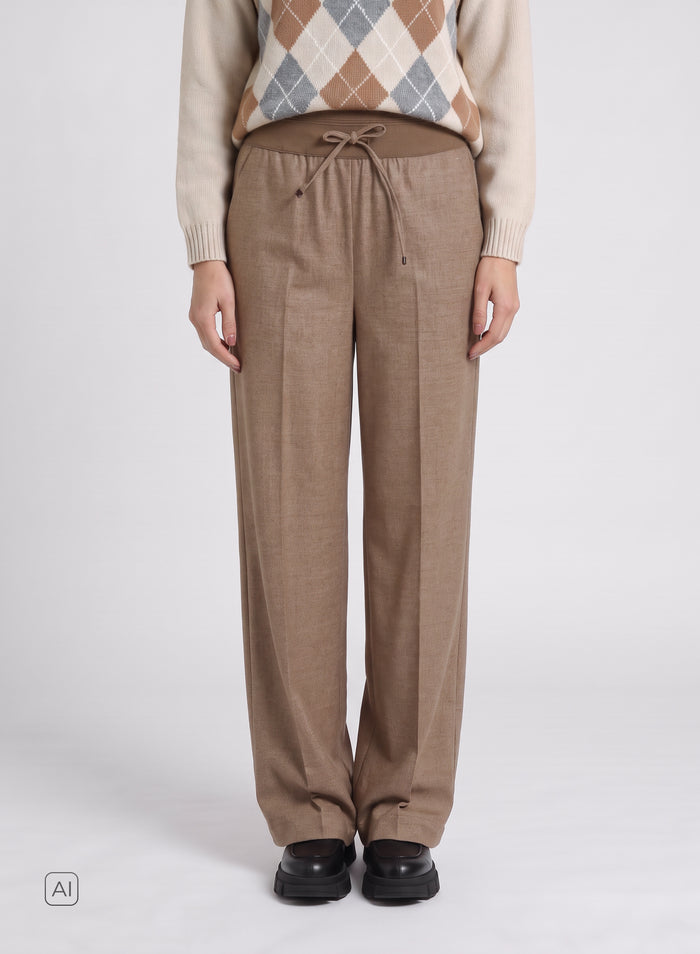 PANTALONI IN FLANELLA STRETCH
