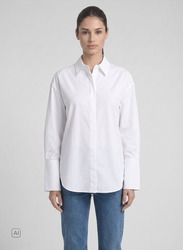 CAMICIA OVERSIZE IN POPELINE DI COTONE