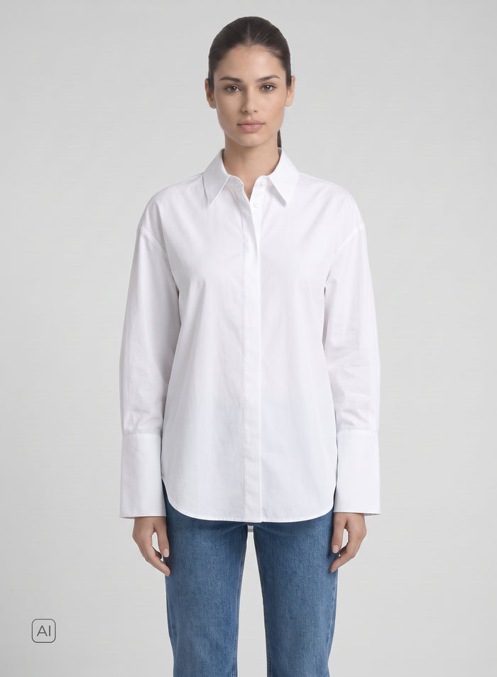 CAMICIA OVERSIZE IN POPELINE DI COTONE