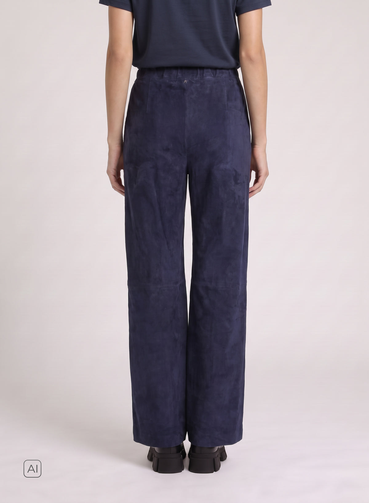 PANTALONI CON COULISSE A GAMBA LARGA IN CAMOSCIO