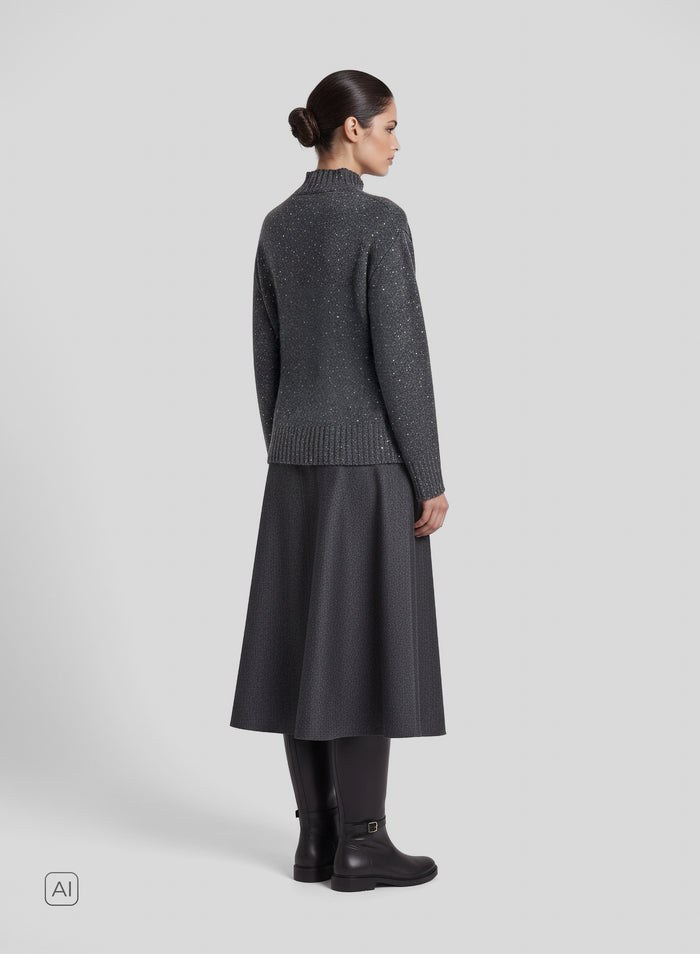 GONNA LONGUETTE IN FLANELLA DI LANA E CASHMERE