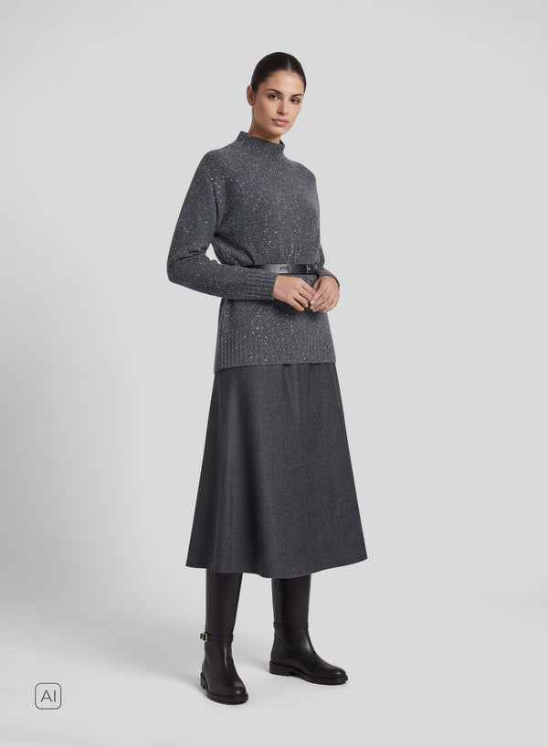 WOOL AND CASHMERE FLANNEL MIDI SKIRT