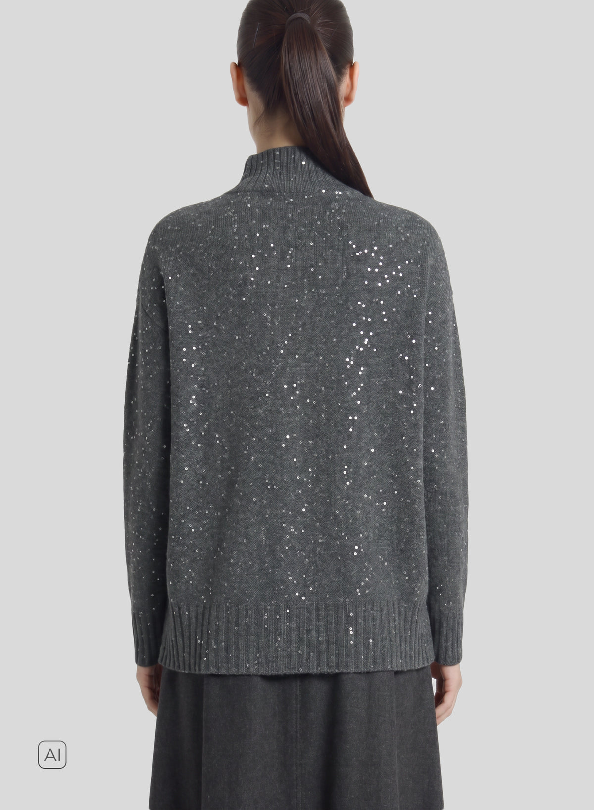 DOLCEVITA REVERSIBILE IN LANA, SETA E CASHMERE CON PAILLETTES