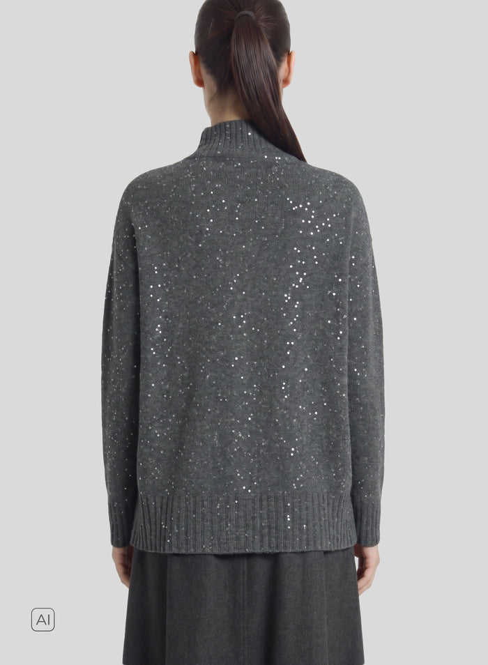 DOLCEVITA REVERSIBILE IN LANA, SETA E CASHMERE CON PAILLETTES