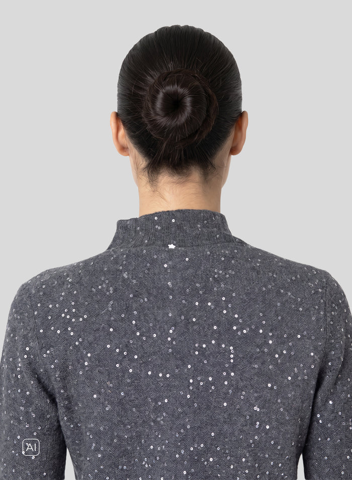 DOLCEVITA REVERSIBILE IN LANA, SETA E CASHMERE CON PAILLETTES