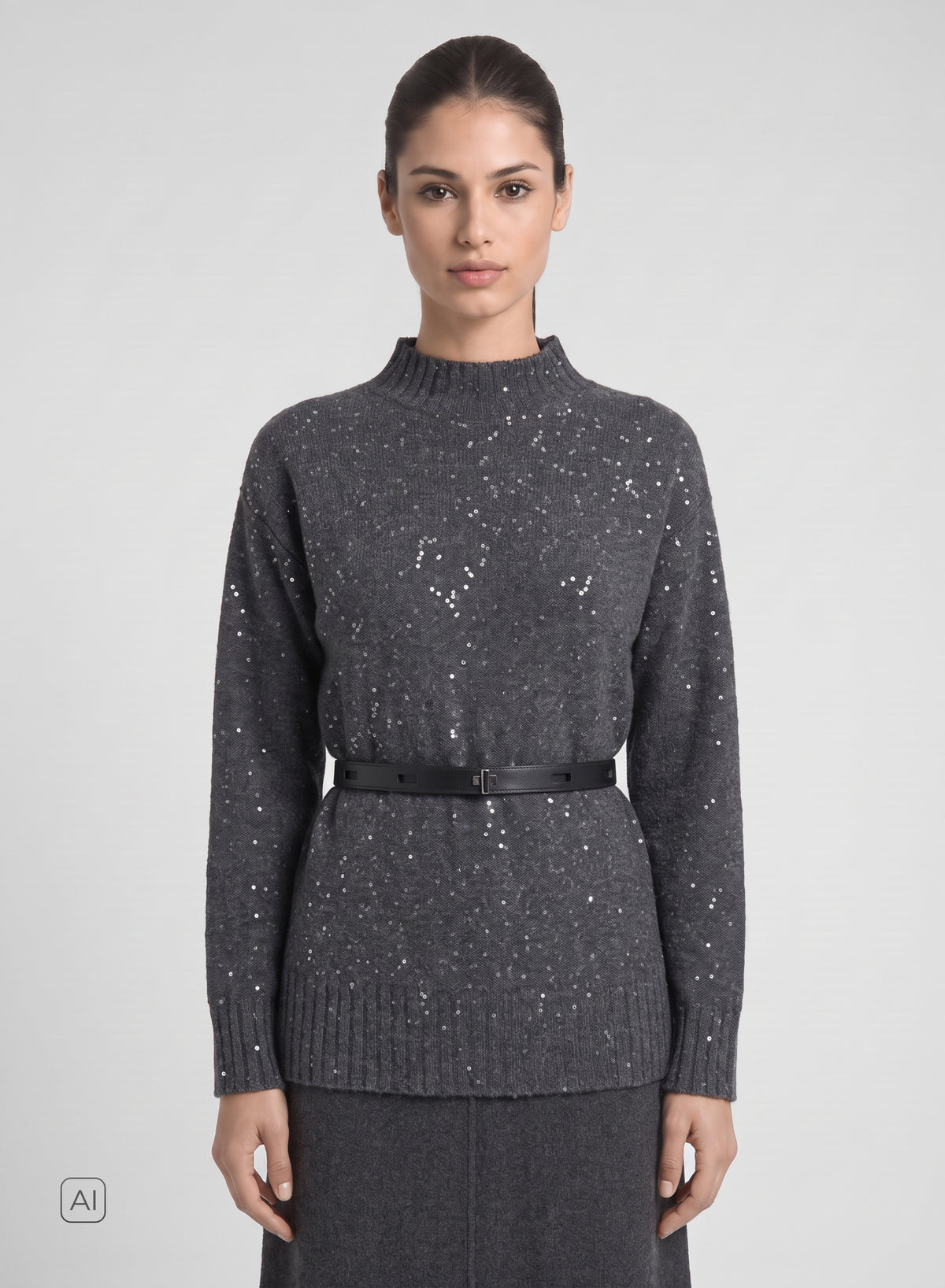 DOLCEVITA REVERSIBILE IN LANA, SETA E CASHMERE CON PAILLETTES