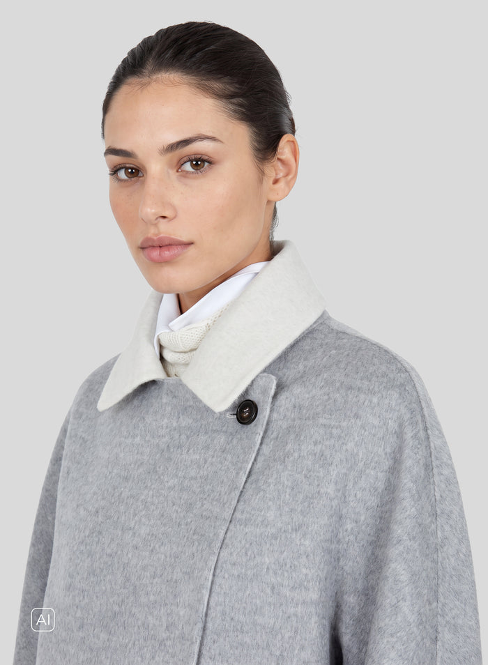 VIRGIN WOOL AND ANGORA DOUBLE PEACOAT