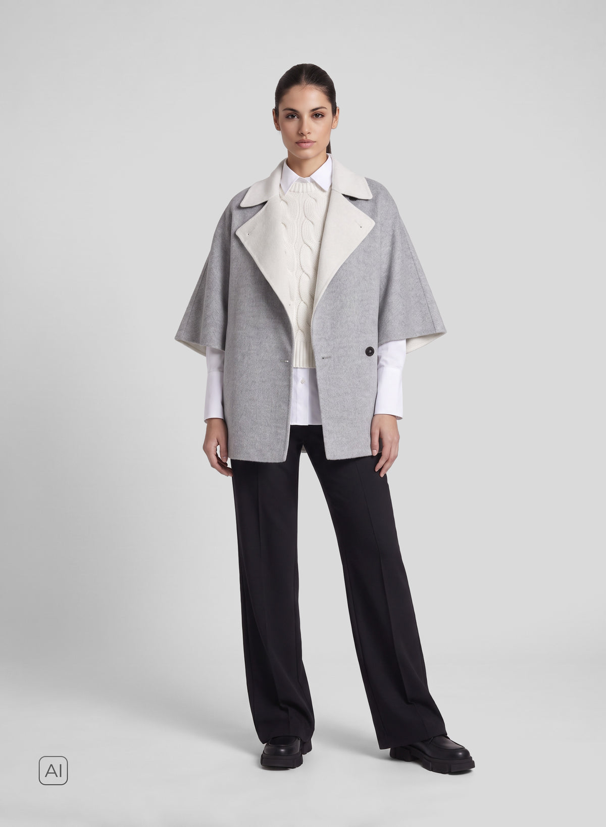 VIRGIN WOOL AND ANGORA DOUBLE PEACOAT