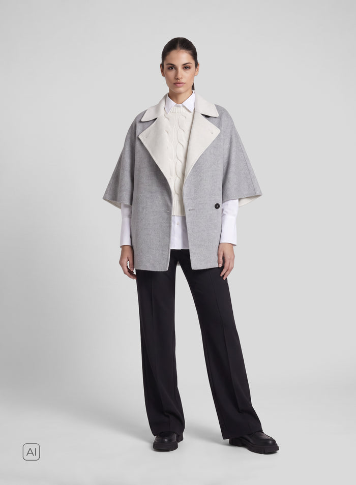 VIRGIN WOOL AND ANGORA DOUBLE PEACOAT
