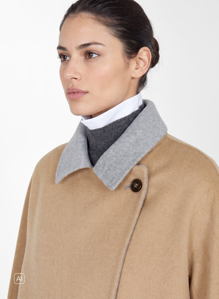 VIRGIN WOOL AND ANGORA DOUBLE PEACOAT