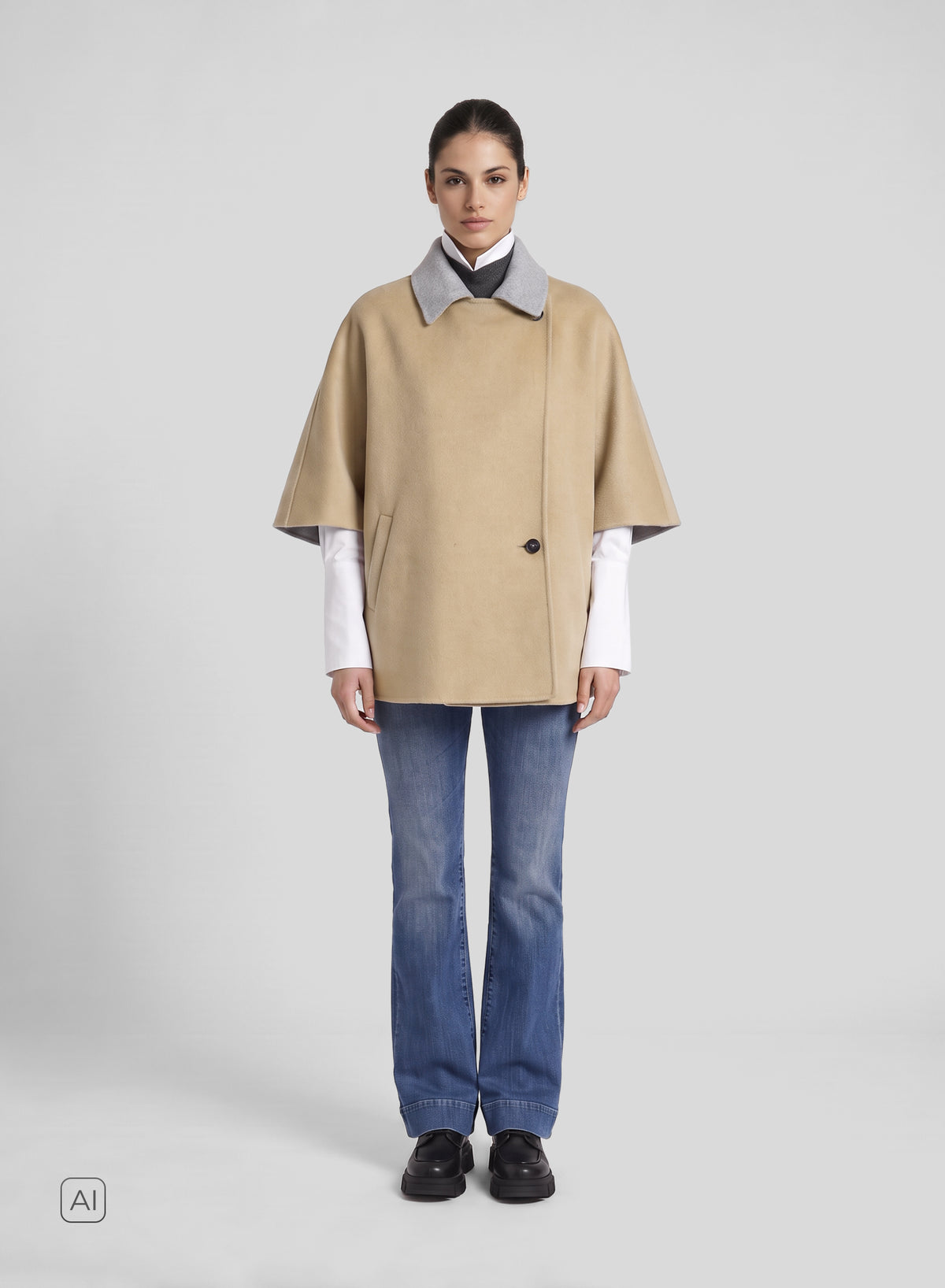 VIRGIN WOOL AND ANGORA DOUBLE PEACOAT