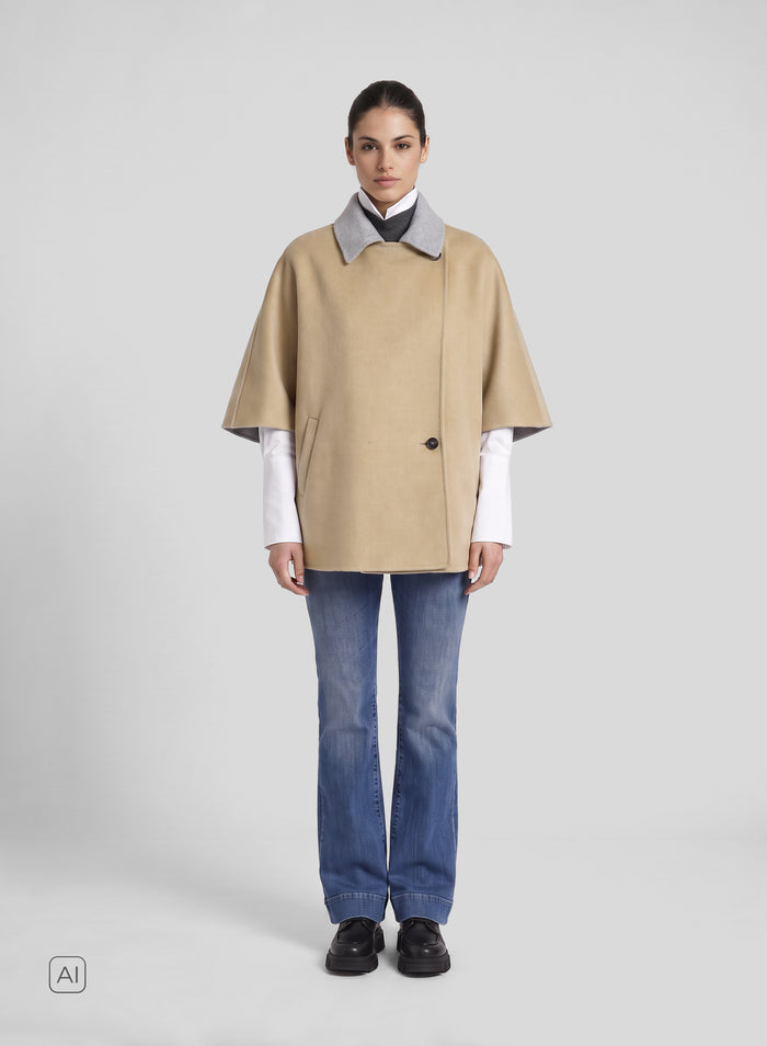 VIRGIN WOOL AND ANGORA DOUBLE PEACOAT