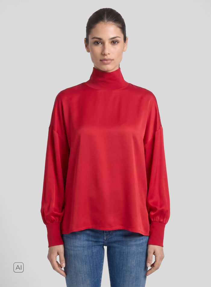BLUSA IN TWILL DI MISTO SETA