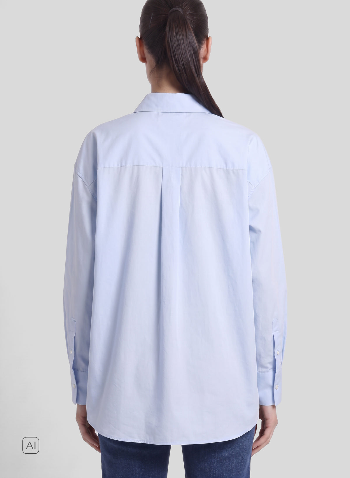 CAMICIA OVERSIZE IN POPELINE DI COTONE CON COLLETTO ALTO