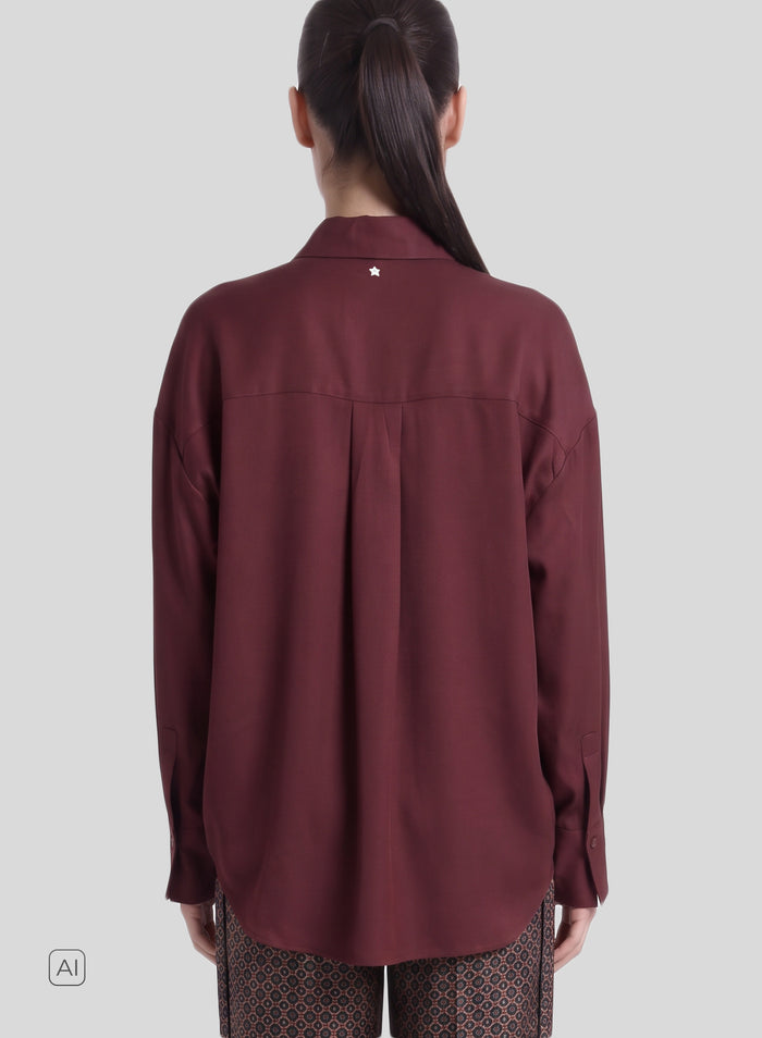 CAMICIA CLASSICA IN TWILL DI MISTO SETA