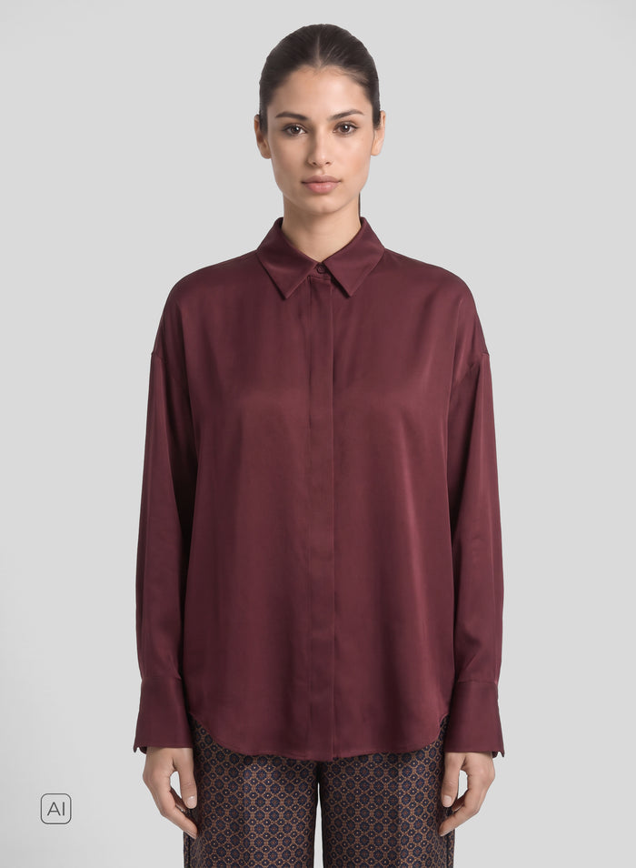 CAMICIA CLASSICA IN TWILL DI MISTO SETA