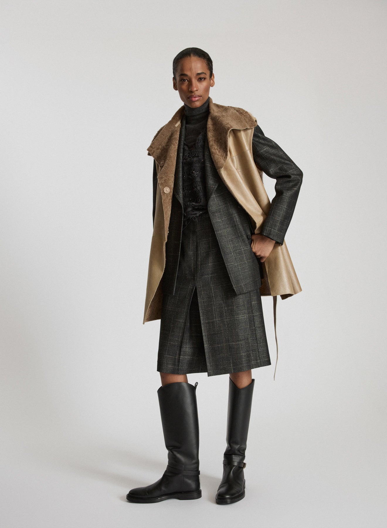 GILET IN MONTONE E MAGLIA IN RESCA JACQUARD
