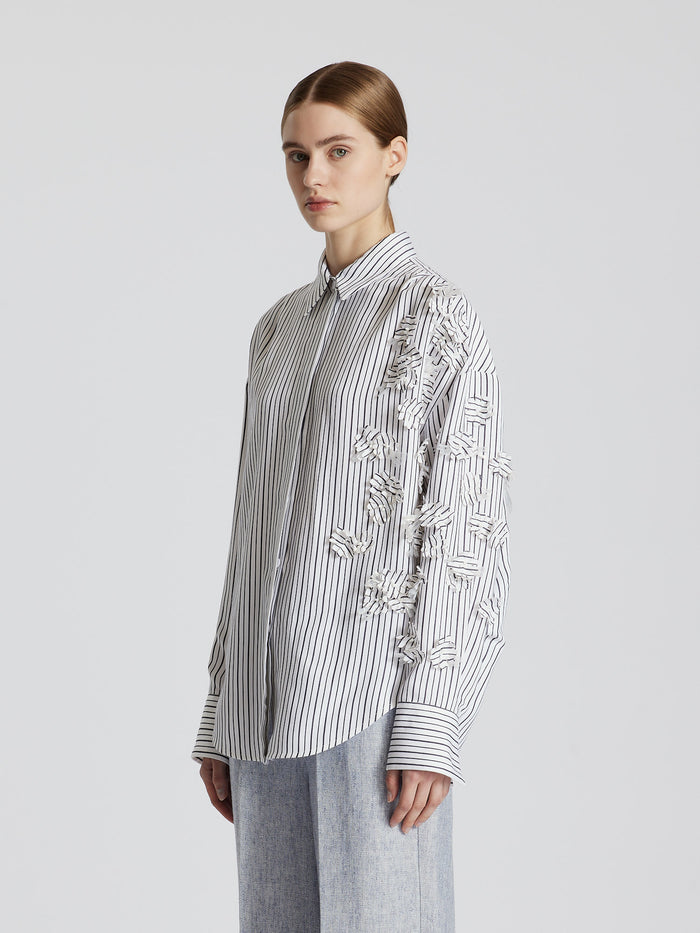 CAMICIA CON RICAMO IN MISTO VISCOSA E SETA