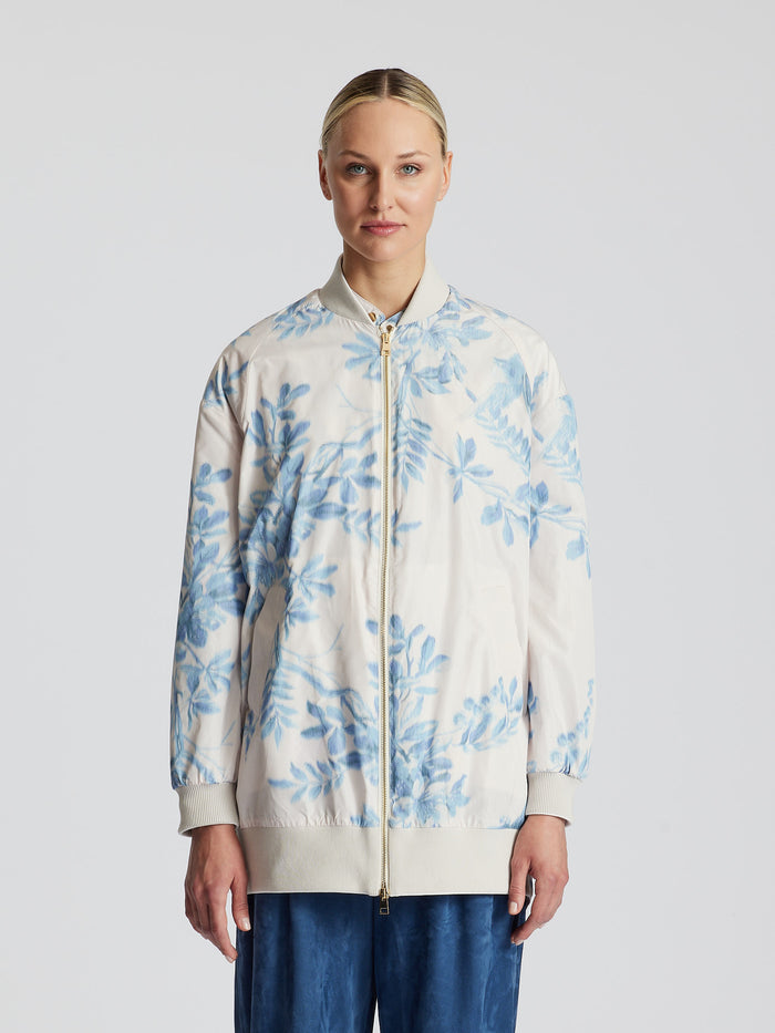 NYLON BOMBER WITH CHINÉ PRINT