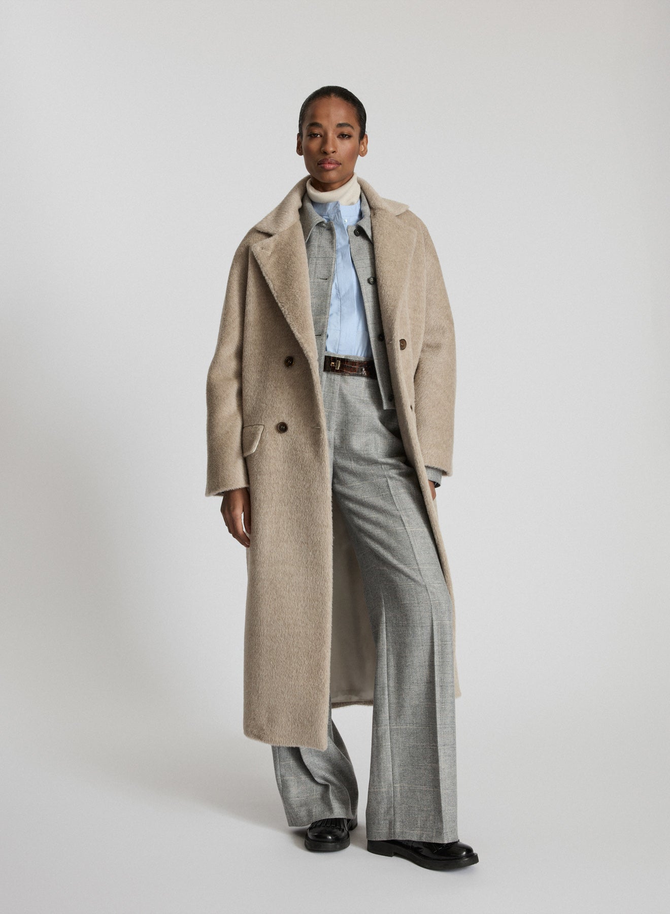 WOOL AND ALPACA LONG TEDDY COAT