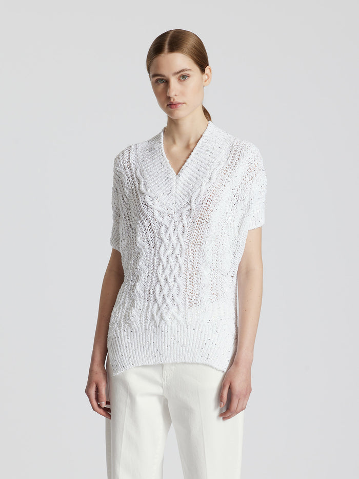 GILET IN COTONE CON PAILLETTES