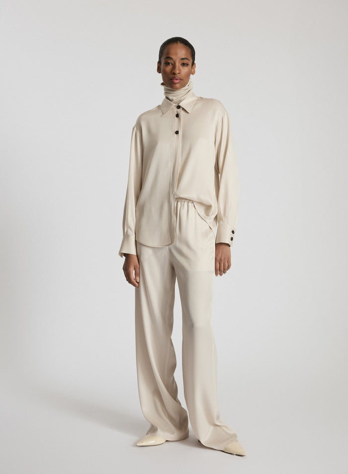 SILK TWILL CLASSIC SHIRT WITH CONTRASTING BUTTONS
