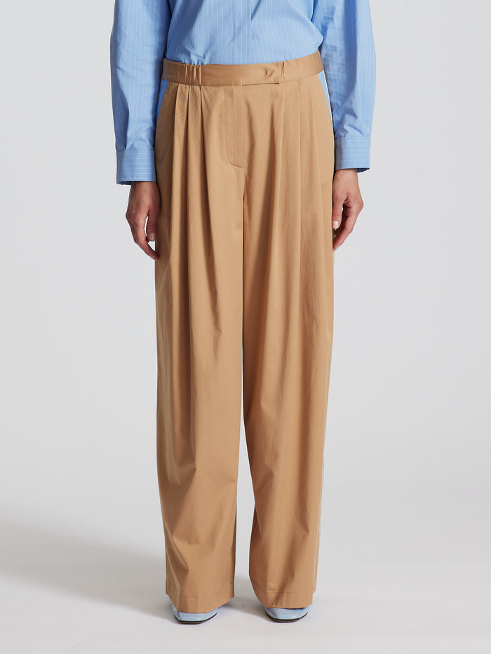 POPLIN STRETCH COTTON PANTS