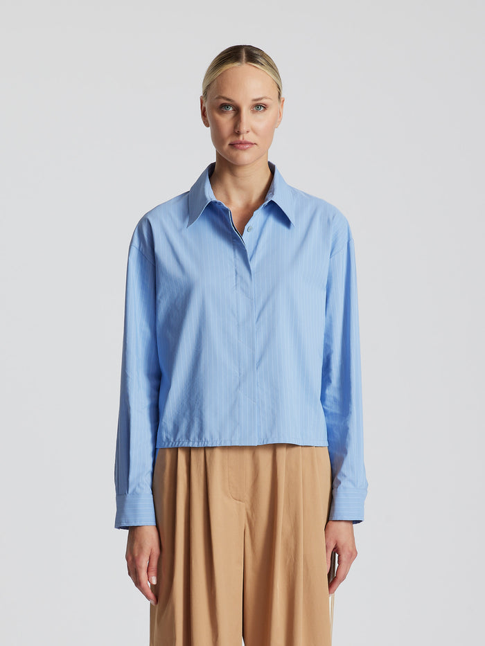 TECHNICAL COTTON PINSTRIPE SHIRT